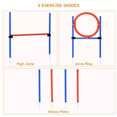 PawHut Dog Agility Training Kit - High Jump, Weave Pole, Ring - Image 4