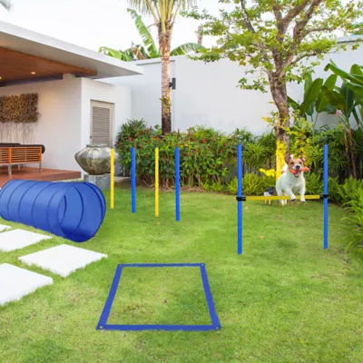 PawHut Dog Agility Starter Kit -Tunnel, Weave Poles, High Jump - Image 2