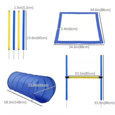 PawHut Dog Agility Starter Kit -Tunnel, Weave Poles, High Jump - Image 3