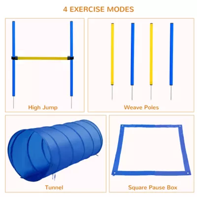 PawHut Dog Agility Starter Kit -Tunnel, Weave Poles, High Jump - Image 4