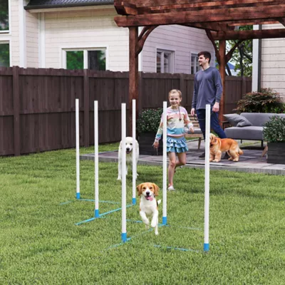 PawHut Adjustable Dog Agility Training Obstacle Set with Weaves Poles and Storage Bag - Image 2
