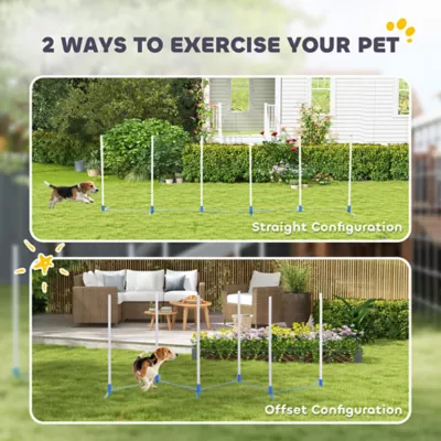 PawHut Adjustable Dog Agility Training Obstacle Set with Weaves Poles and Storage Bag - Image 4