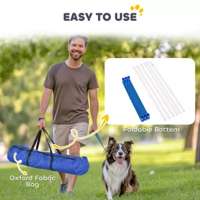 PawHut Adjustable Dog Agility Training Obstacle Set with Weaves Poles and Storage Bag - Image 5