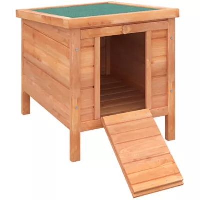 PawHut Wooden Rabbit Hutch, with Waterproof & Openable Asphalt Roof - Image 1
