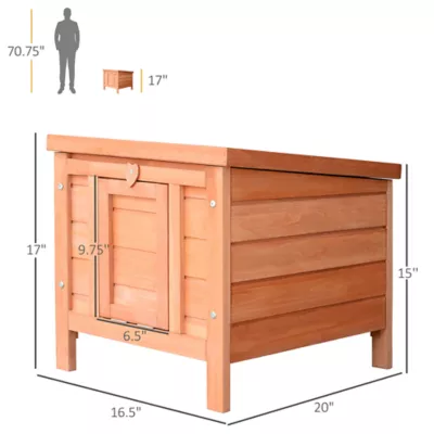 PawHut Wooden Rabbit Hutch, with Waterproof & Openable Asphalt Roof - Image 3