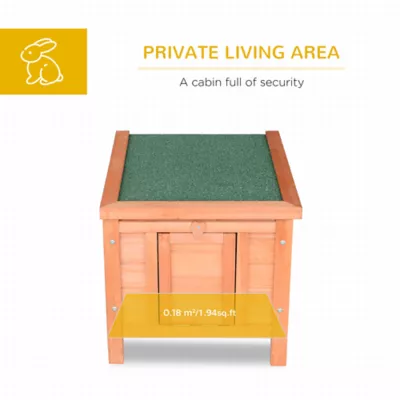 PawHut Wooden Rabbit Hutch, with Waterproof & Openable Asphalt Roof - Image 5