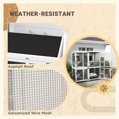 PawHut Outdoor Catio, Elevated Design, with Wheels, Resting Box, Water-Resistant, Multi Platforms - Image 7