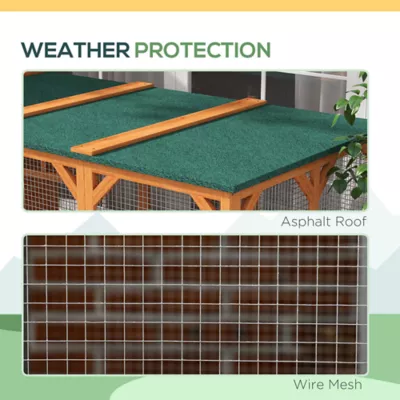PawHut Catio 76"L, Outdoor Cat House with Asphalt Roof, Platforms, Lockable Doors, 3-Tier - Image 5