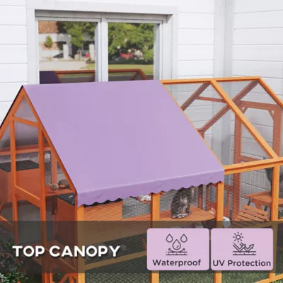 PawHut Outdoor Cat Enclosure, Wooden Cat House w/ Weatherproof Canopy, Bridges, Resting Boxes - Image 6