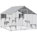PawHut 94.5" Extra Large Metal Outdoor Catio with Waterproof Cover, 2 Resting Boxes, 7 Platforms image thumbnail 1