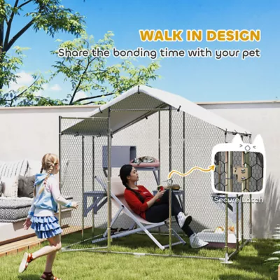 PawHut 94.5" Extra Large Metal Outdoor Catio with Waterproof Cover, 2 Resting Boxes, 7 Platforms - Image 5