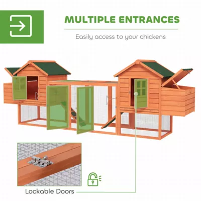 PawHut 123" Extra Large Chicken Coop with Outdoor Run Ramps and Nesting Boxes - Image 5