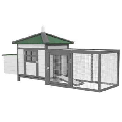 PawHut 77" Chicken Coop Hen House, Outdoor Backyard with Nesting Box and Run - Image 1