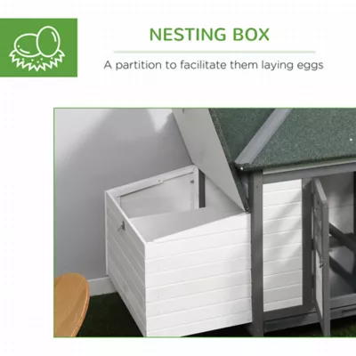 PawHut 77" Chicken Coop Hen House, Outdoor Backyard with Nesting Box and Run - Image 6