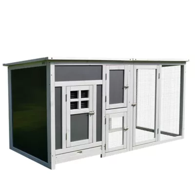 PawHut 63" Chicken Coop, Wooden Hen House, with Nesting Box and Run - Image 1
