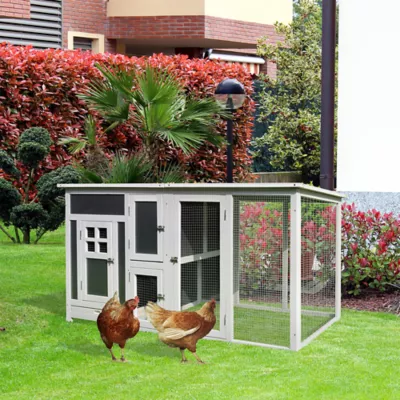 PawHut 63" Chicken Coop, Wooden Hen House, with Nesting Box and Run - Image 2