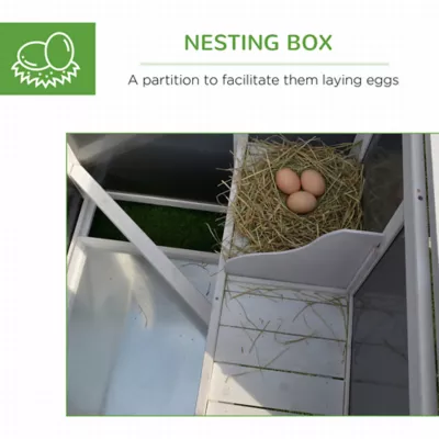 PawHut 63" Chicken Coop, Wooden Hen House, with Nesting Box and Run - Image 6
