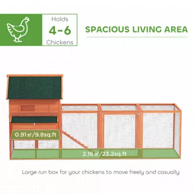 PawHut 137" Wooden Chicken Coop with Chicken Run, Nesting Box - Image 4
