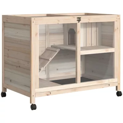 PawHut Indoor Rabbit Hutch with Wheels, Top Access, Ramp, Pull Out Tray - Image 1