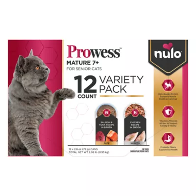 Nulo Prowess Mature 7+ Wet Cat Food - Pate & Shreds, 12 count, Variety Pack - Image 1
