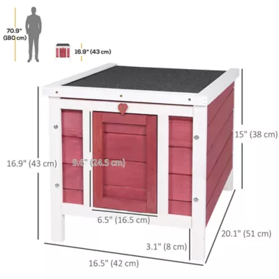PawHut Wooden Rabbit Hutch with Waterproof & Openable Asphalt Roof, Indoor/Outdoor - Image 3