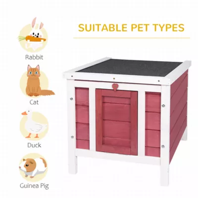 PawHut Wooden Rabbit Hutch with Waterproof & Openable Asphalt Roof, Indoor/Outdoor - Image 4