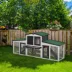 PawHut Large Rabbit Hutch with Double Runs, Removable Tray, Ramps, Roof image thumbnail 2