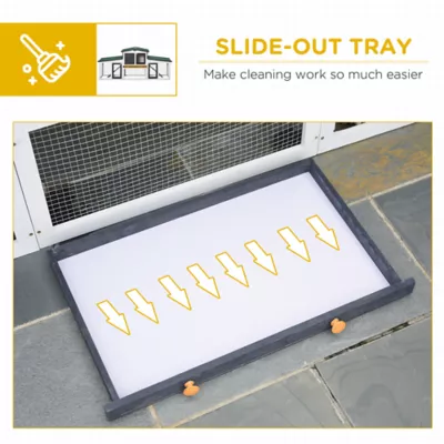 PawHut Large Rabbit Hutch with Double Runs, Removable Tray, Ramps, Roof - Image 6