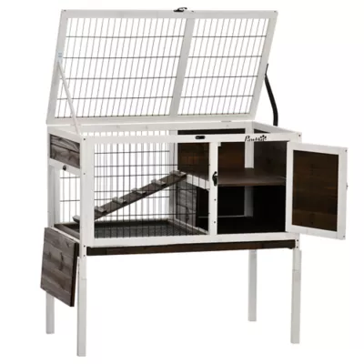 PawHut Rabbit Hutch Dual-Height Design Bunny House with Run Slide-Out Tray - Image 1