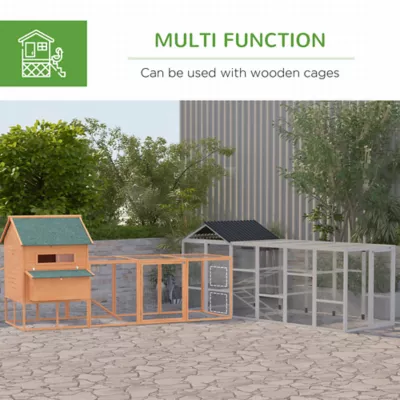 PawHut 142" Outdoor Wooden Chicken Coop with Run, Ramps, Perches, Storage - Image 5