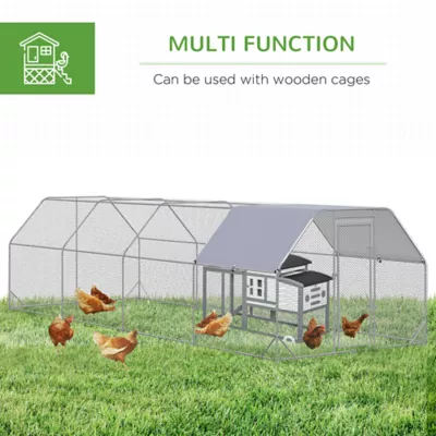 PawHut Chicken Run Outdoor, Galvanized Large Metal Chicken Coop Cage, Walk-in Enclosure - Image 6
