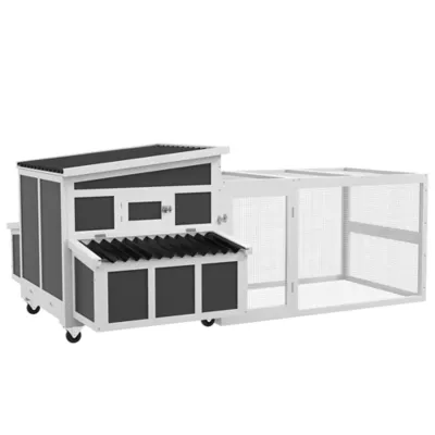 PawHut Wooden Chicken Coop, Rabbit Hutch with Large Run, Outdoor Poultry Cage with Nesting Box, Tray - Image 1