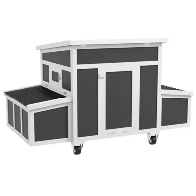 PawHut Wooden Chicken Coop with Nesting Box for 2-4 Chickens, Dark Grey - Image 1