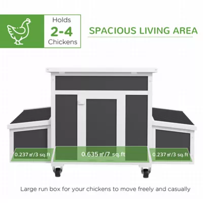 PawHut Wooden Chicken Coop with Nesting Box for 2-4 Chickens, Dark Grey - Image 4