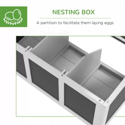 PawHut Wooden Chicken Coop with Nesting Box for 2-4 Chickens, Dark Grey - Image 6