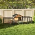 PawHut Rabbit Hutch Outdoor, 85"L Large with Run Box, Removable Plastic Tray, Roof, Ramp image thumbnail 2