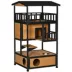 PawHut 4-Floor Wood Outdoor Cat House Catio with Condo, Fun Entrances, Perch image thumbnail 1