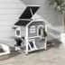 PawHut 2-Storey Outdoor Cat House, Wooden Catio with Openable Roof, Lounge Space, Fun Entrances image thumbnail 2