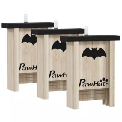 PawHut 3PCs Wooden Bat Boxes, Bat Houses Designed to Attract Bats & Easy to Hang for Outdoor - Image 1
