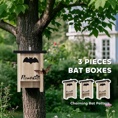 PawHut 3PCs Wooden Bat Boxes, Bat Houses Designed to Attract Bats & Easy to Hang for Outdoor - Image 4