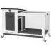 PawHut Wooden Rabbit Hutch with Pull-Out Tray, Asphalt Openable Roof, Small Animal Cage on Wheels image thumbnail 1