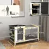 PawHut Wooden Rabbit Hutch with Pull-Out Tray, Asphalt Openable Roof, Small Animal Cage on Wheels image thumbnail 3