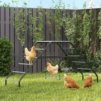 PawHut Chicken Coop Perches with Swing, Chicken Run Accessories Toy for Healthy & Happy Chickens - Image 2