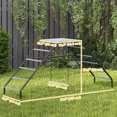 PawHut Chicken Coop Perches with Swing, Chicken Run Accessories Toy for Healthy & Happy Chickens - Image 3