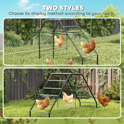 PawHut Chicken Coop Perches with Swing, Chicken Run Accessories Toy for Healthy & Happy Chickens - Image 4