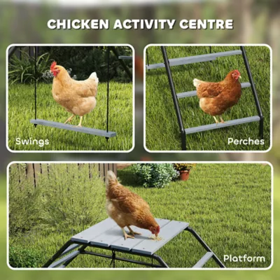 PawHut Chicken Coop Perches with Swing, Chicken Run Accessories Toy for Healthy & Happy Chickens - Image 5
