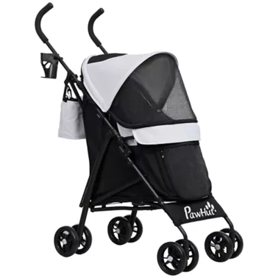 PawHut Foldable Dog Stroller, Lightweight w/ Shoulder Strap, Storage Bag, Cup Holder - Image 1