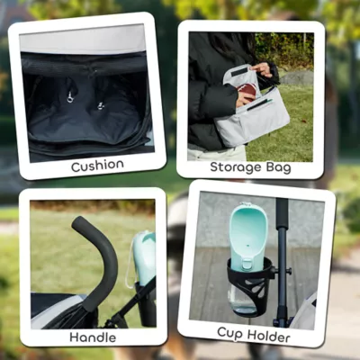 PawHut Foldable Dog Stroller, Lightweight w/ Shoulder Strap, Storage Bag, Cup Holder - Image 7