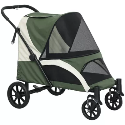 PawHut Foldable Pet Stroller with Four Big Wheels, Shock-Absorbing Frame, Safety Leashes and Brakes - Image 1