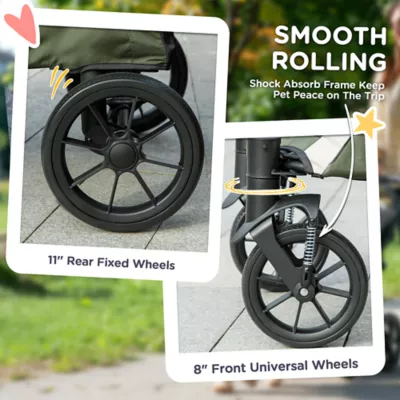 PawHut Foldable Pet Stroller with Four Big Wheels, Shock-Absorbing Frame, Safety Leashes and Brakes - Image 7